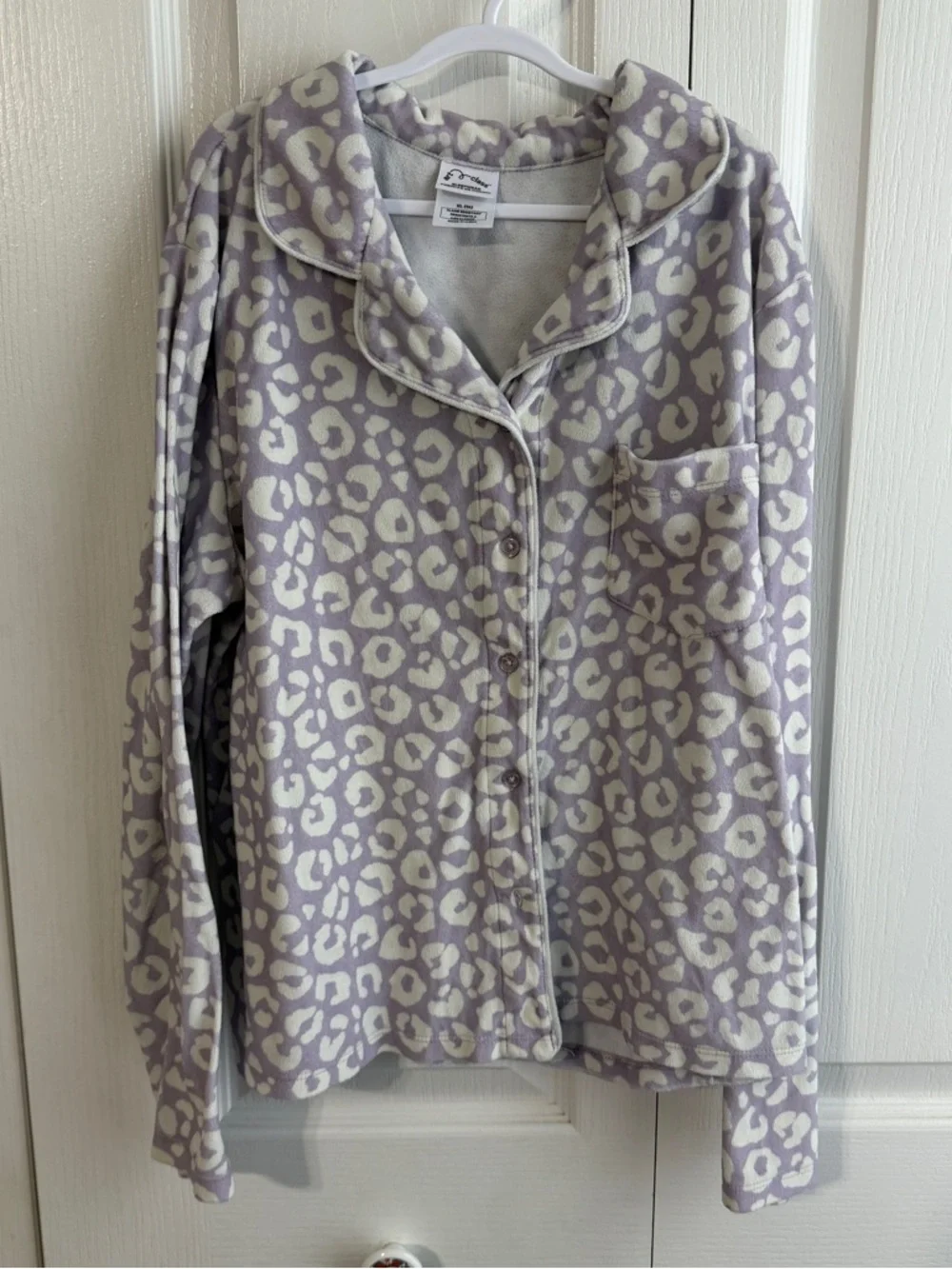 Art Class purple white leopard pajama set size XL 14